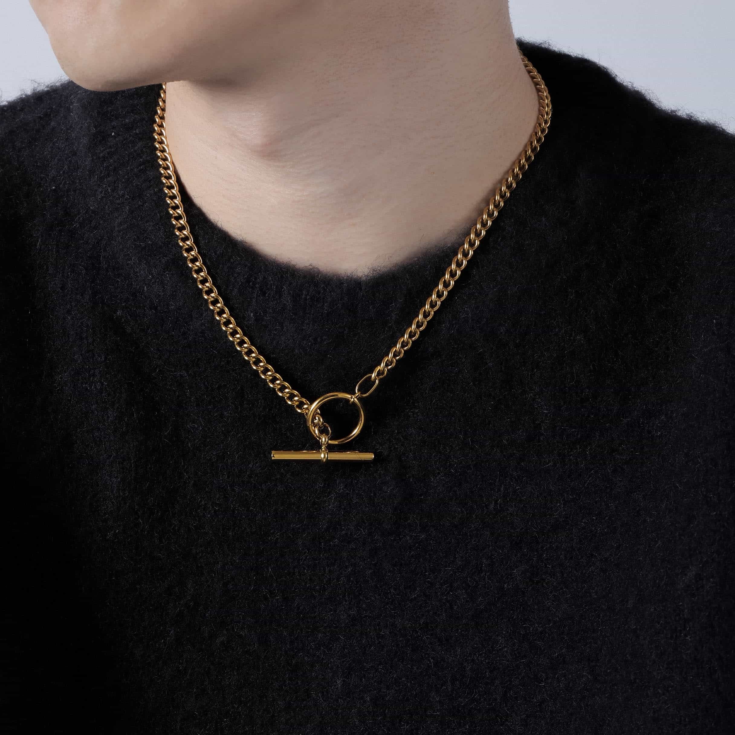 long T-bar necklace (gold) #n68 | garcia