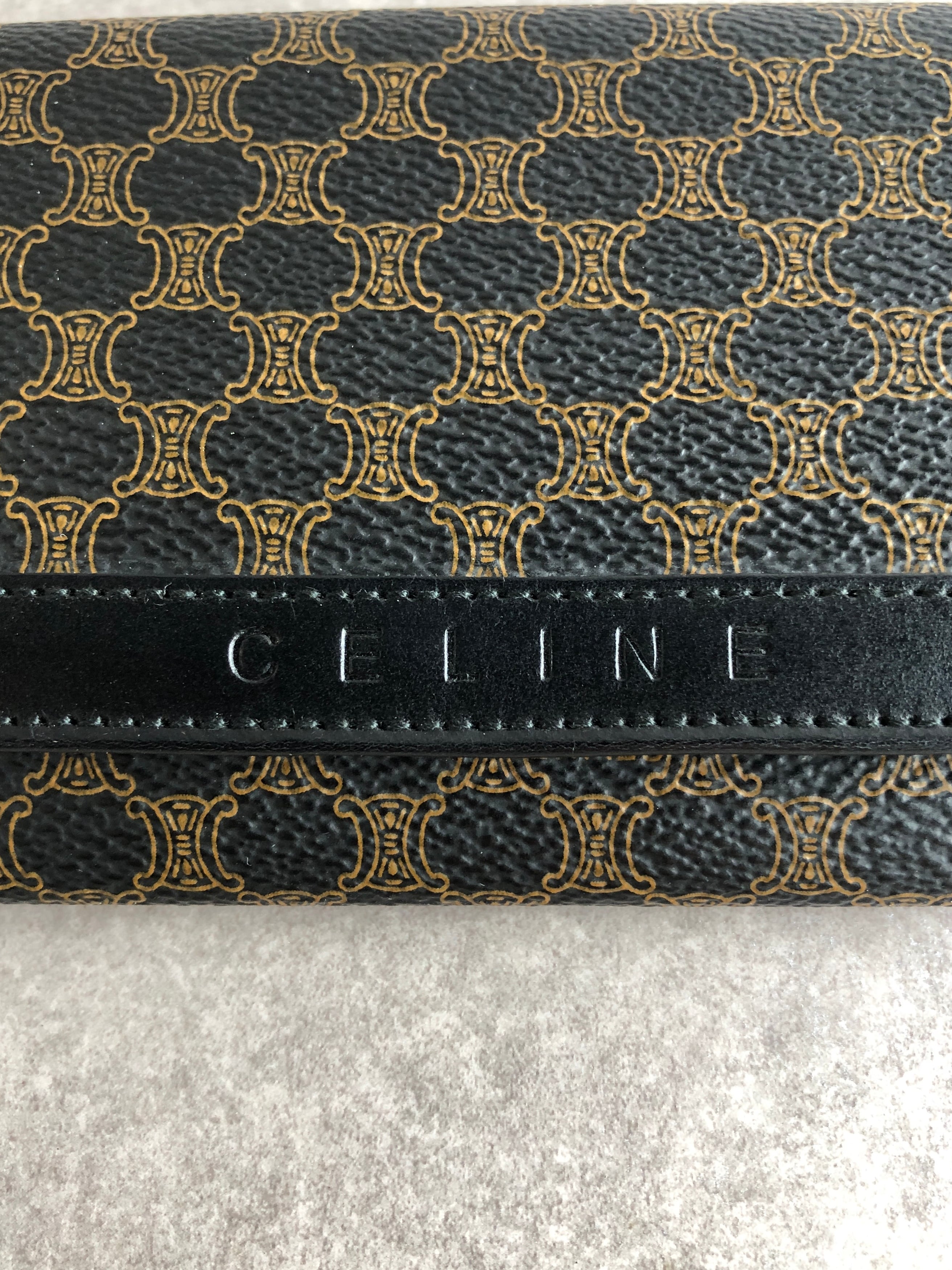 CELINE セリーヌ マカダム 財布 ブラック PVC レザー 長財布 vintage