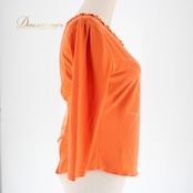 社交ダンス 衣装 Tシャツ/カットソー レッスンウェア オレンジ系 ラインストーン ホワイト系 シルバー系 花柄 レース 長袖 練習着 かわいい トップス オレンジ シャツ カットソー きらきら ストーン装飾 目立つ デザイン ラウンドネック プルオーバー レッスン 練習 ダンス ウエア Lサイズ 大きめサイズ 伸縮性あり ポリエステル ポリウレタン レディース 競技 フィット感 細身 ラインストーンTシャツ きれいめ カジュアル フラワー 花柄風 刺繍風 アクセント コーデ 上品 体型カバー