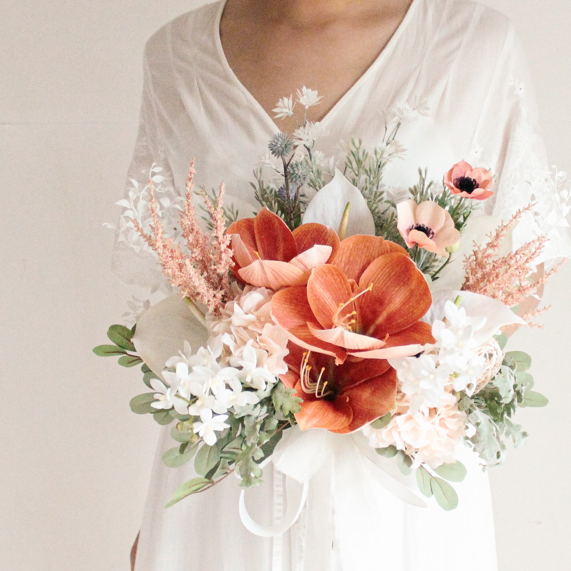 Orange Amaryllis Bouquet＆Boutonniere | Carry Bouquet