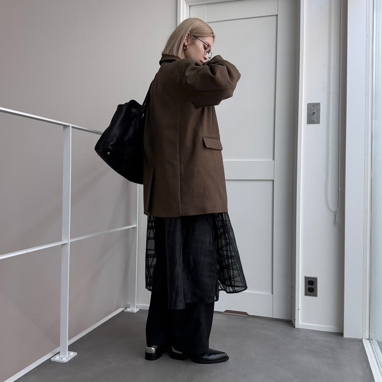 mixツイルオーバーハンサムJK/ブラウン