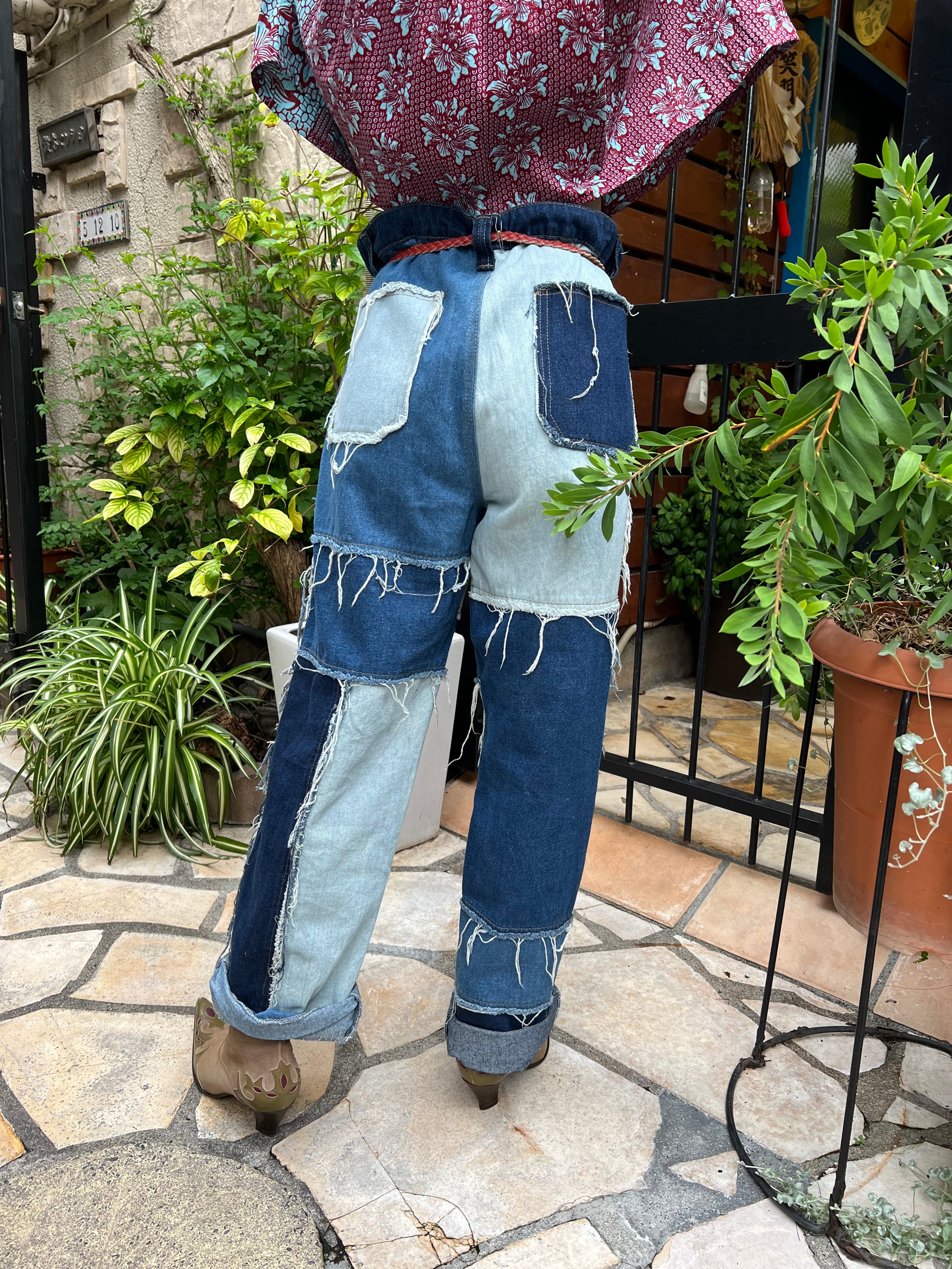 Vintage patchwork denim pants ( ヴィンテージ パッチワーク デニム ...