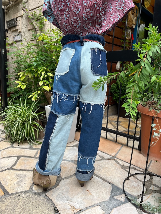 Vintage patchwork denim pants ( ヴィンテージ パッチワーク デニム  パンツ )