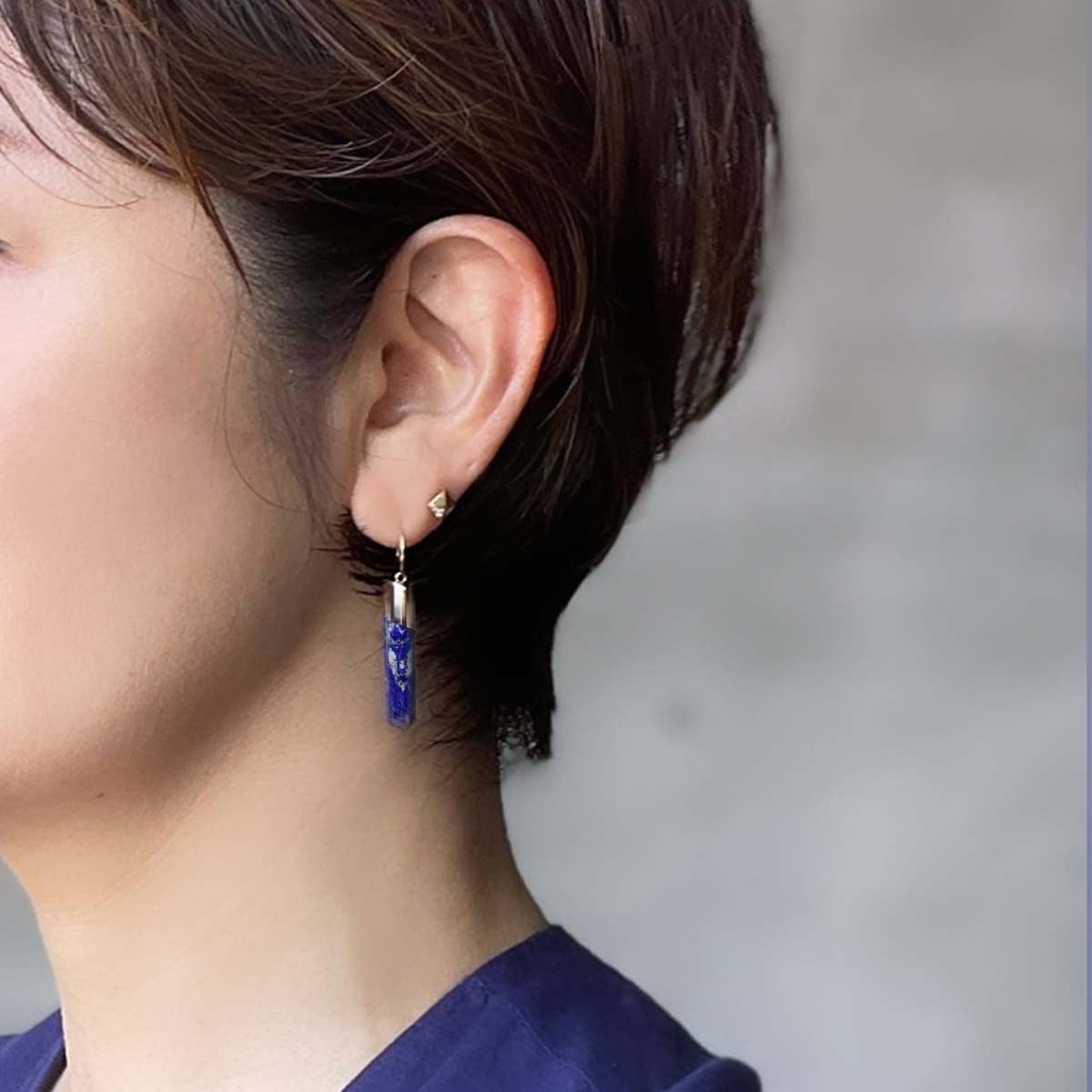 TORCH cradle Pierced Earring / Lapis Lazuli シングルピアスフック