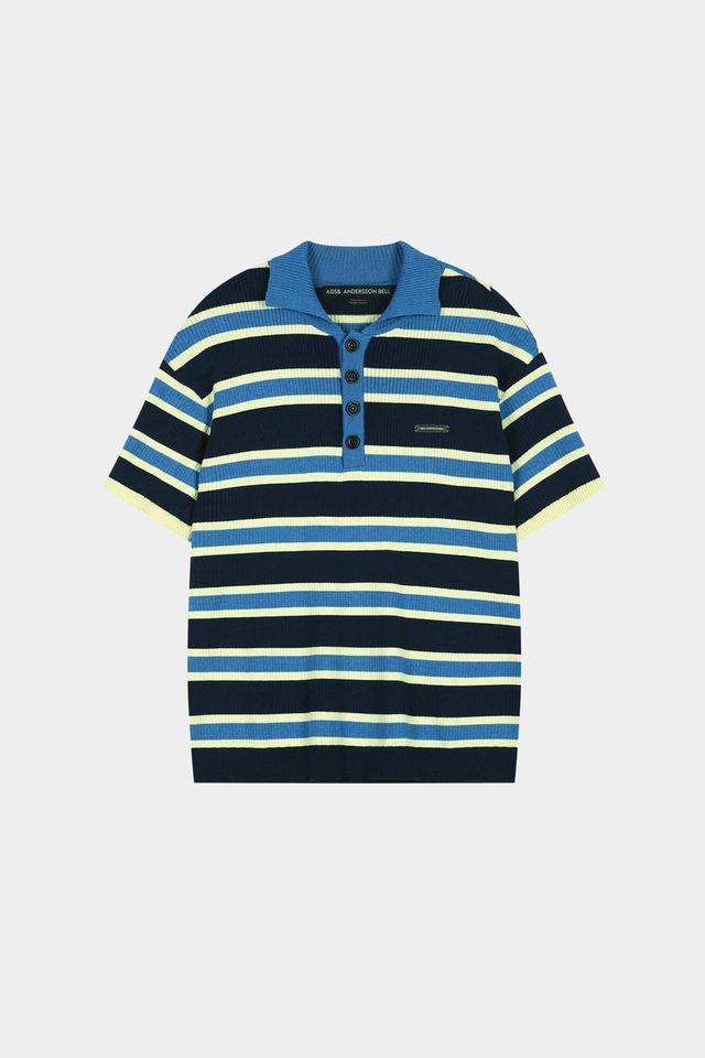 [ANDERSSON BELL] BRAD STRIPE POLO SWEATER atb1538m(BLUE/NAVY) 正規品 韓国ブランド 韓国通販 韓国代行 韓国ファッション ANDERSSONBELL アンダーソンベル 日本 店舗