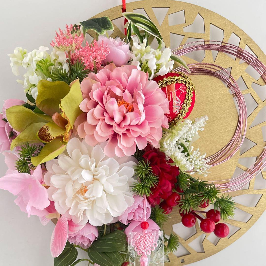 ⑰ 迎春しめ縄｜和モダン新年飾り｜玄関にも室内にも飾れるアートフラワーインテリア 迎春しめ縄｜和モダン新年飾り｜玄関にも室内にも飾れるアートフラワー