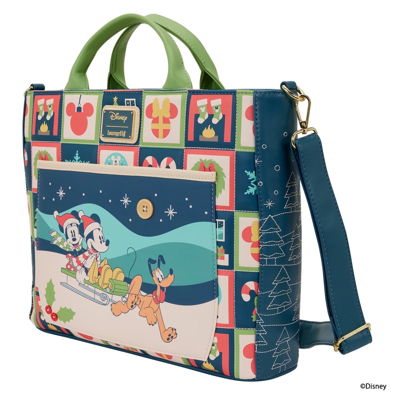 LF DISNEY MICKEY AND MINNIE HOLIDAY CONVERTIBLE TOTE BAG_WDTB3366