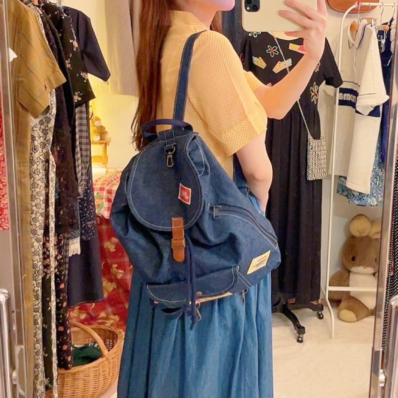 tanuki wappen denim backpack