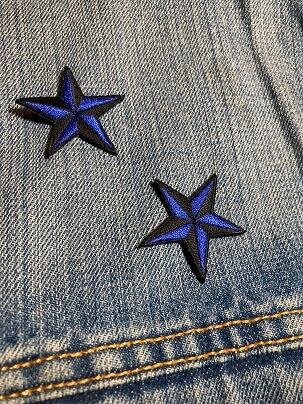 ブルー スター Sサイズ ワッペン・アップリケ・パッチ FD0001