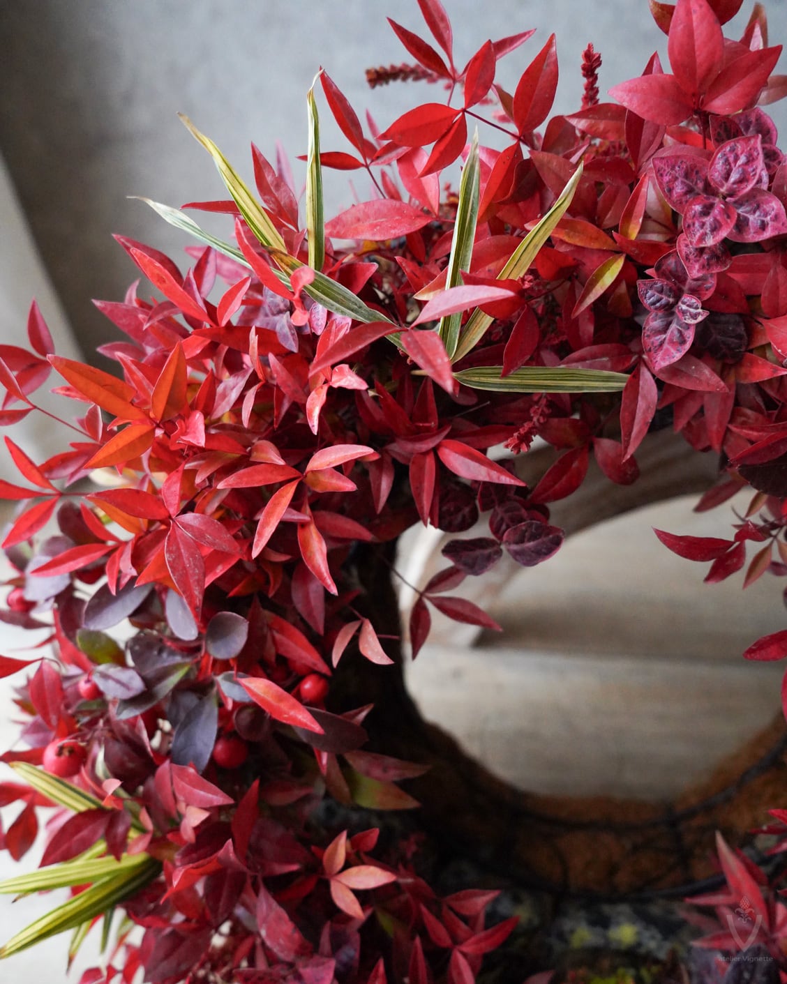 植え込み作品】南天のリース35cm（送料込み） | アトリエ ヴィネット