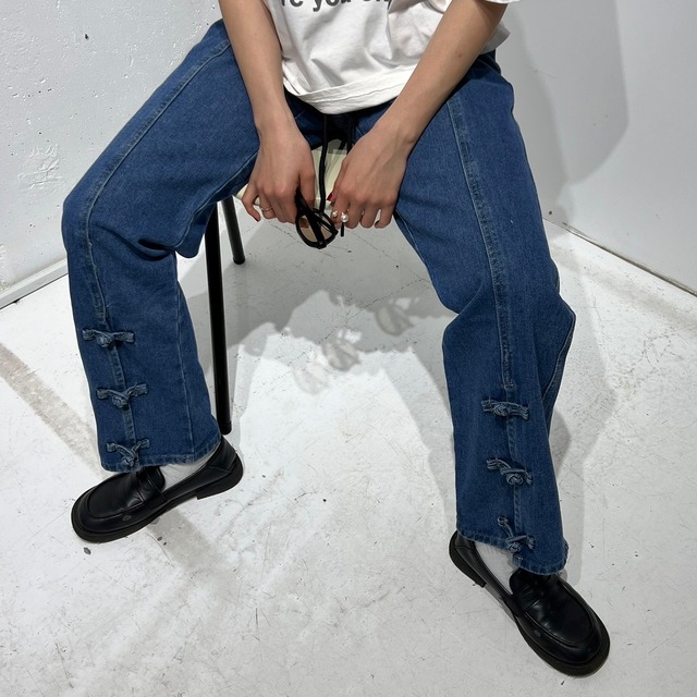 【lanan only】china design denim pants