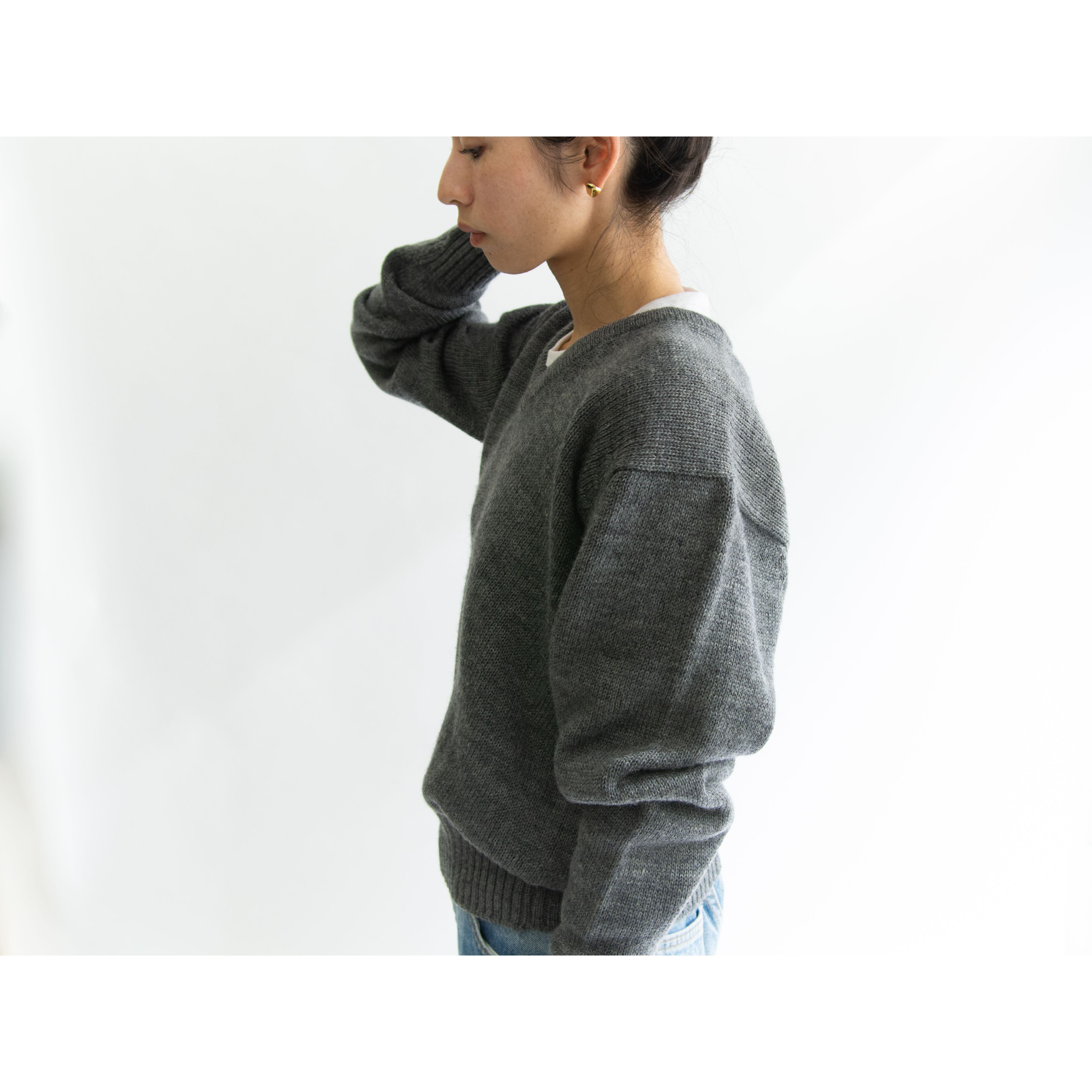 【Made in Scotland】For Harrods wool-nylon v-neck sweater(スコットランド製 ハロッズ別注 ウール ナイロンVネックニット セーター)10d