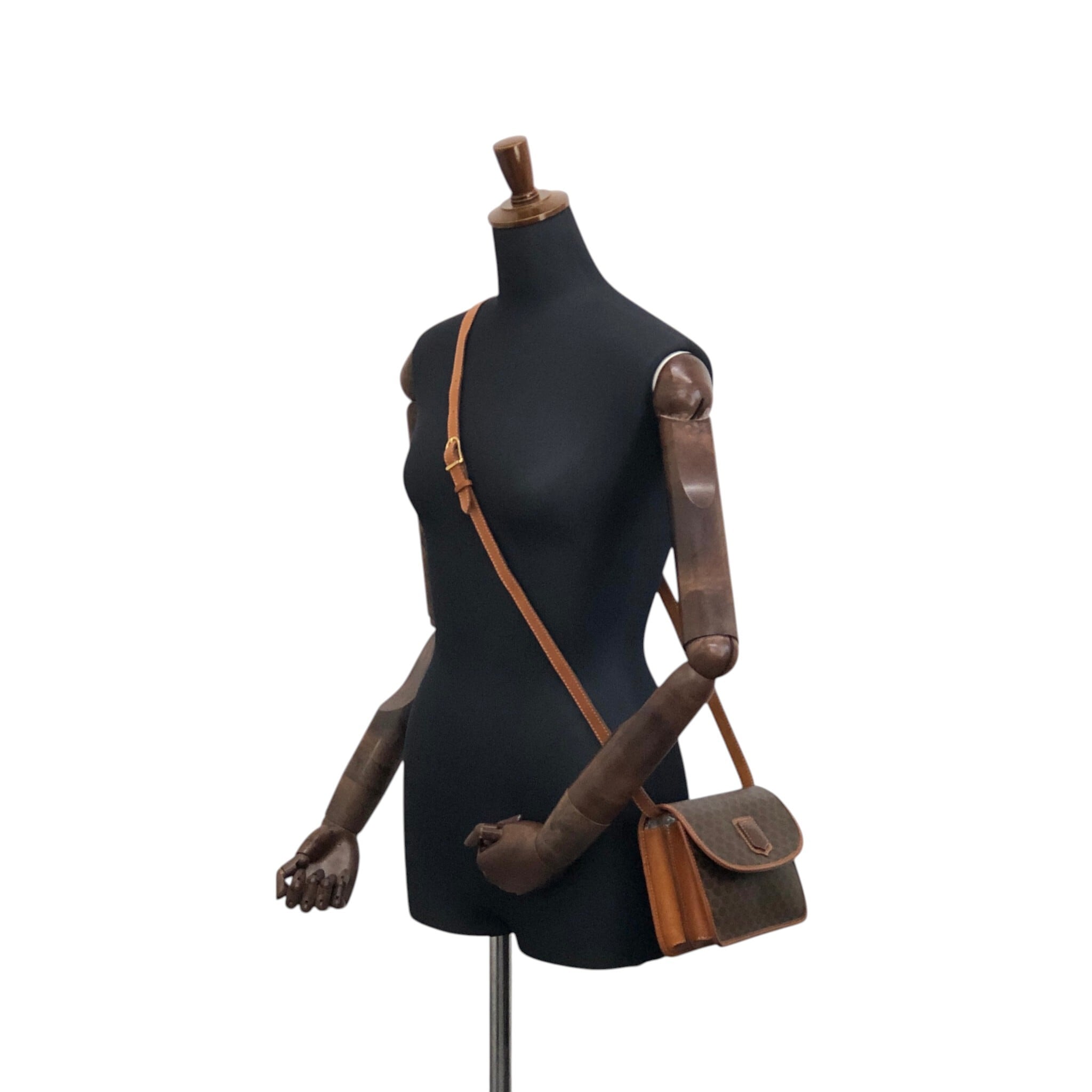 CELINE セリーヌ マカダム ショルダーバッグ ブラウン ブラゾン型押し
