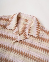 【#Re:room】ZIGZAG PATTERN MESH OPEN COLLAR SHIRT［RES130］