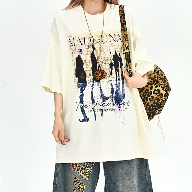 シルエットアートグラフィックレタリングミックストップス 2col   R02017