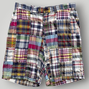 【90s】00s POLO RALPH LAUREN パッチワークショーツ ハーフパンツ W33 マルチカラー チェック VINTAGE ラルフローレン PROSPECT SHORT
