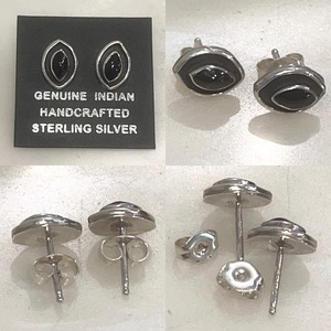 Navajo silver onyx earrings