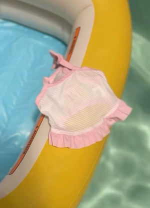 即納販売　Candy Stripe Summer Cool Tee （pink）S/SM/M 冷却機能紫外線カットトップス（犬の水着）　韓国犬服