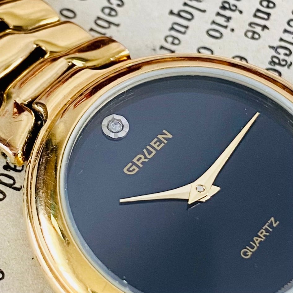 【高級時計グリュエン】Gruen クォーツ 腕時計 レディース ビンテージ ブレスレット カクテル ウォッチ クリスタル
