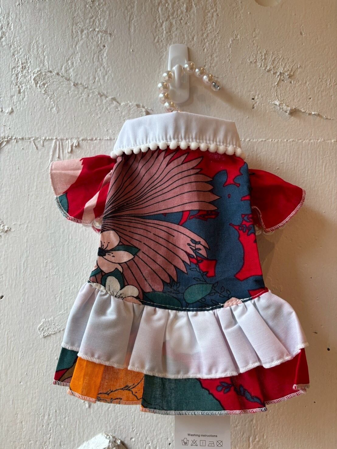 襟付きフリル花柄ワンピ