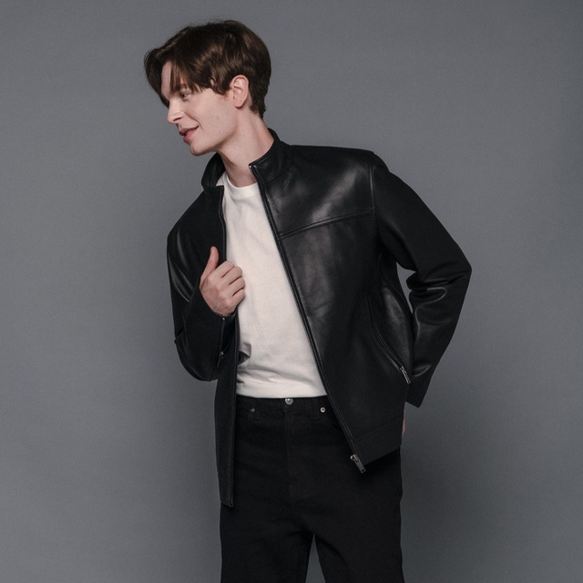 イタリア産ナッパラム 本革チャイナカラーレザージャケット メンズ