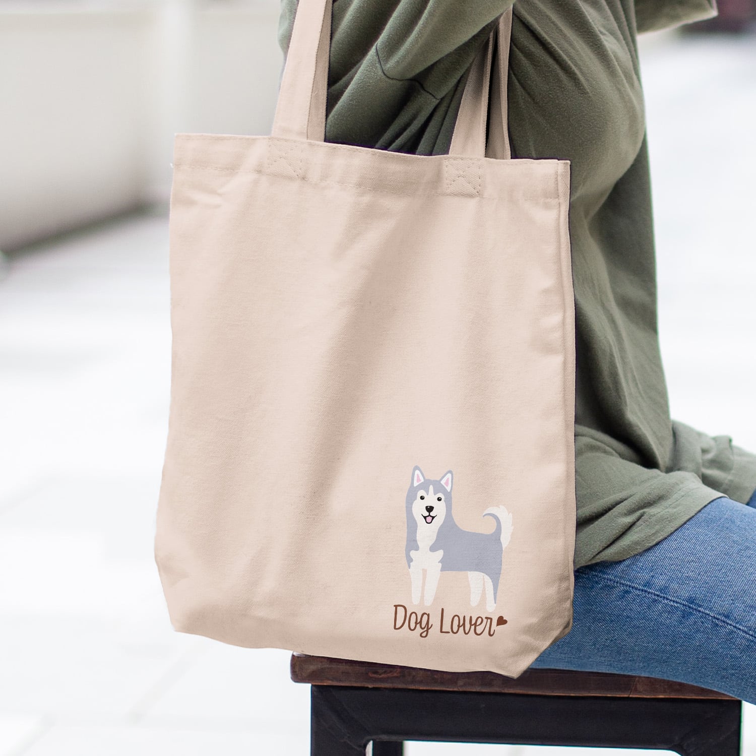 シベリアンハスキー シンプル柄 毛色4色 】 キャンバス トート