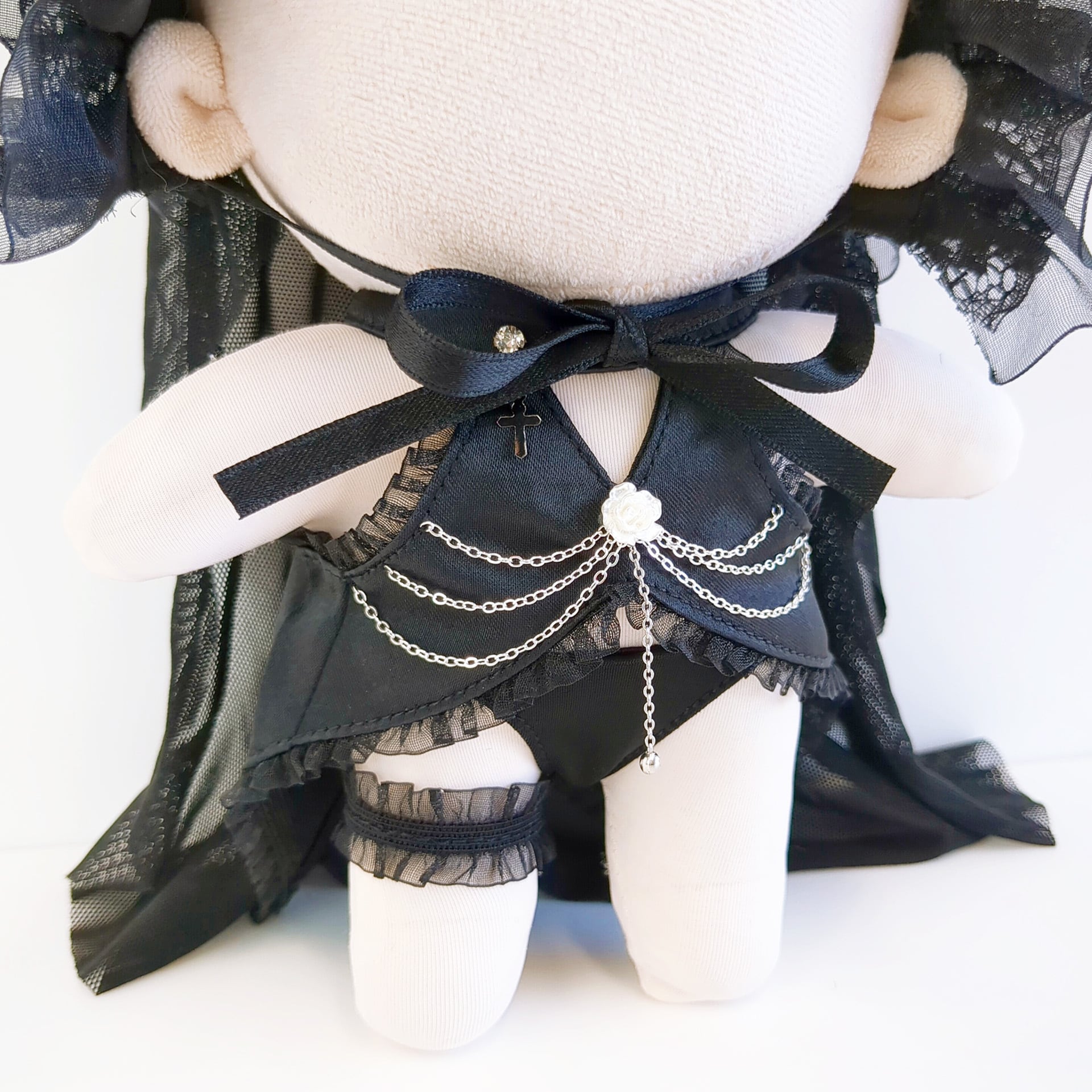 1480【20cm】黒ベールのヘッドドレスとランジェリーセット | Little