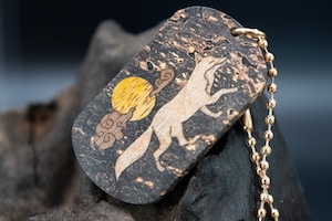 スタビライズウッド メープルバール ドッグタグ 象嵌 十五夜きつね