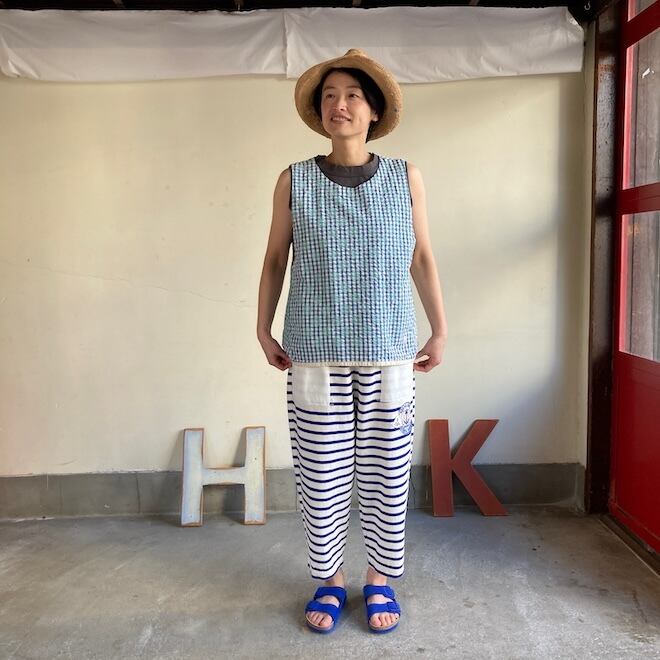快晴堂 レディース メンズ パンツ ボーダーのゆったりパンツ HAYATE