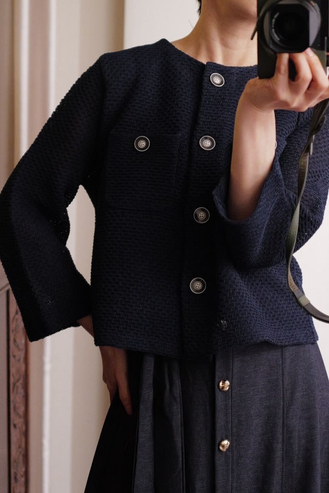 paper knit cardigan navy