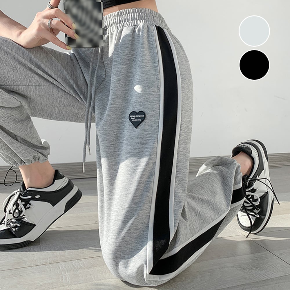 サイドストライプスウェット ヒップホップパンツ グレー スウェット