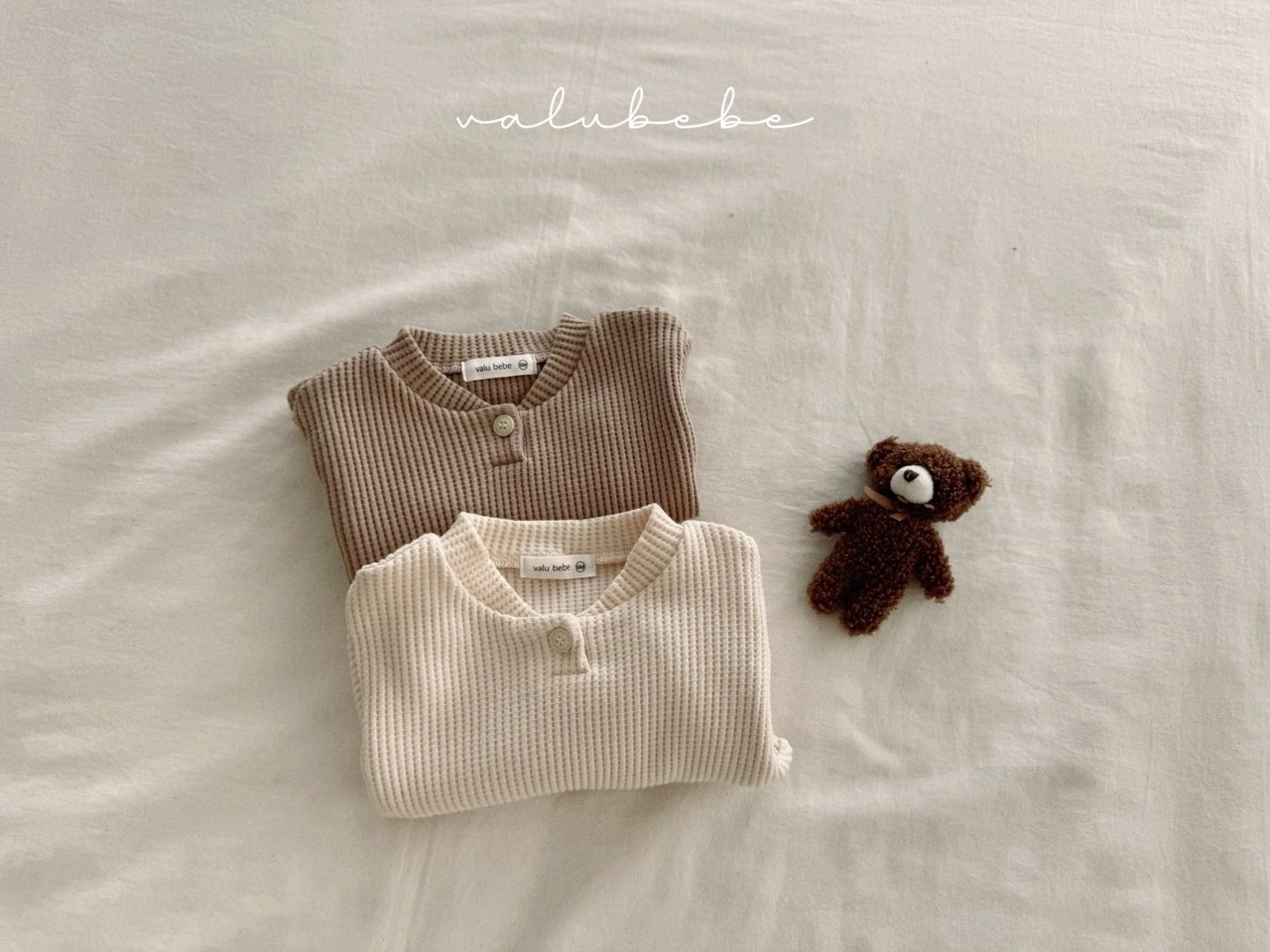 【valu bebe】ワッフルポケットカットソー ライトブラウン 70〜110cm  241108 - 3