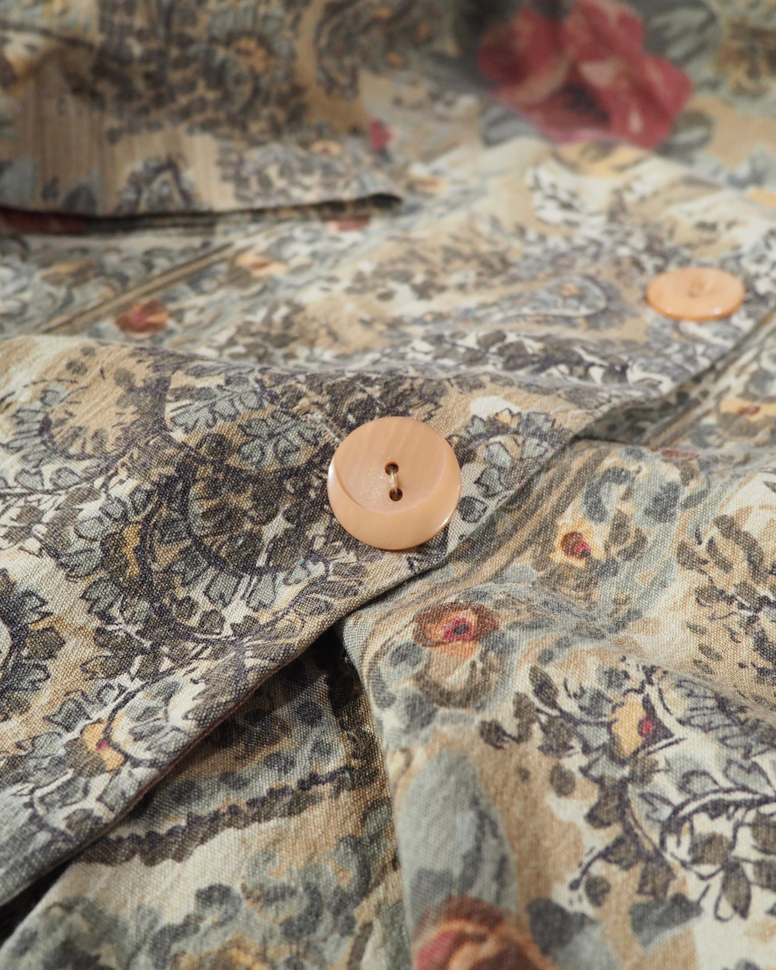 1980 - 90s " Made in USA " Beautiful Flower × paisley pattern vintage No collar jacket