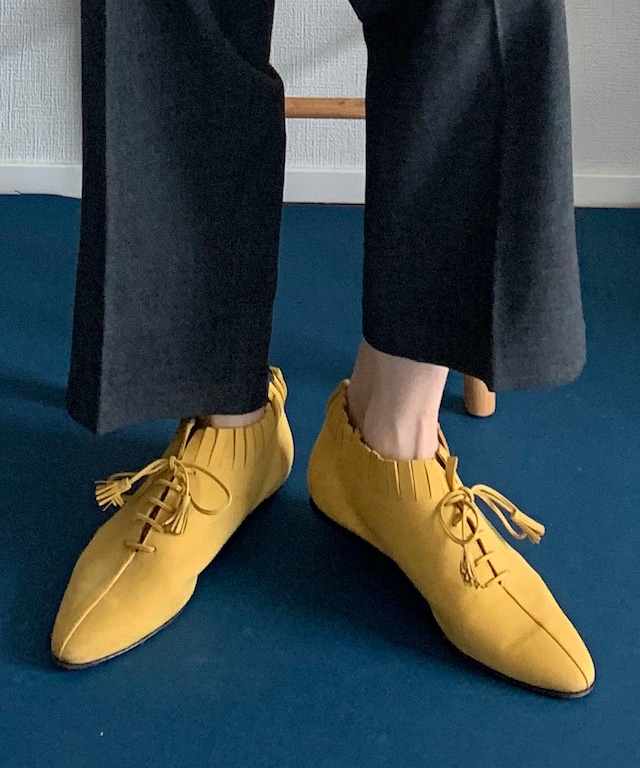 【送料無料】"Salvatore Ferragamo"flat yellow shoes