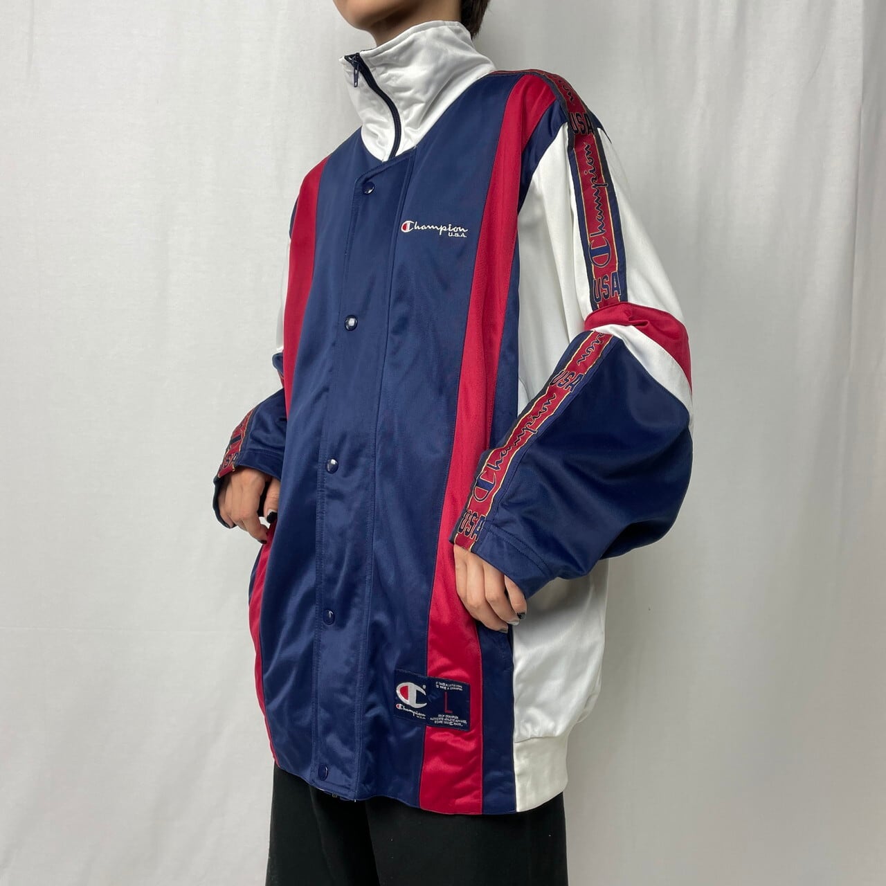 Champion USA チャンピオン サイドロゴテープ 半袖 ジャージ トラック 