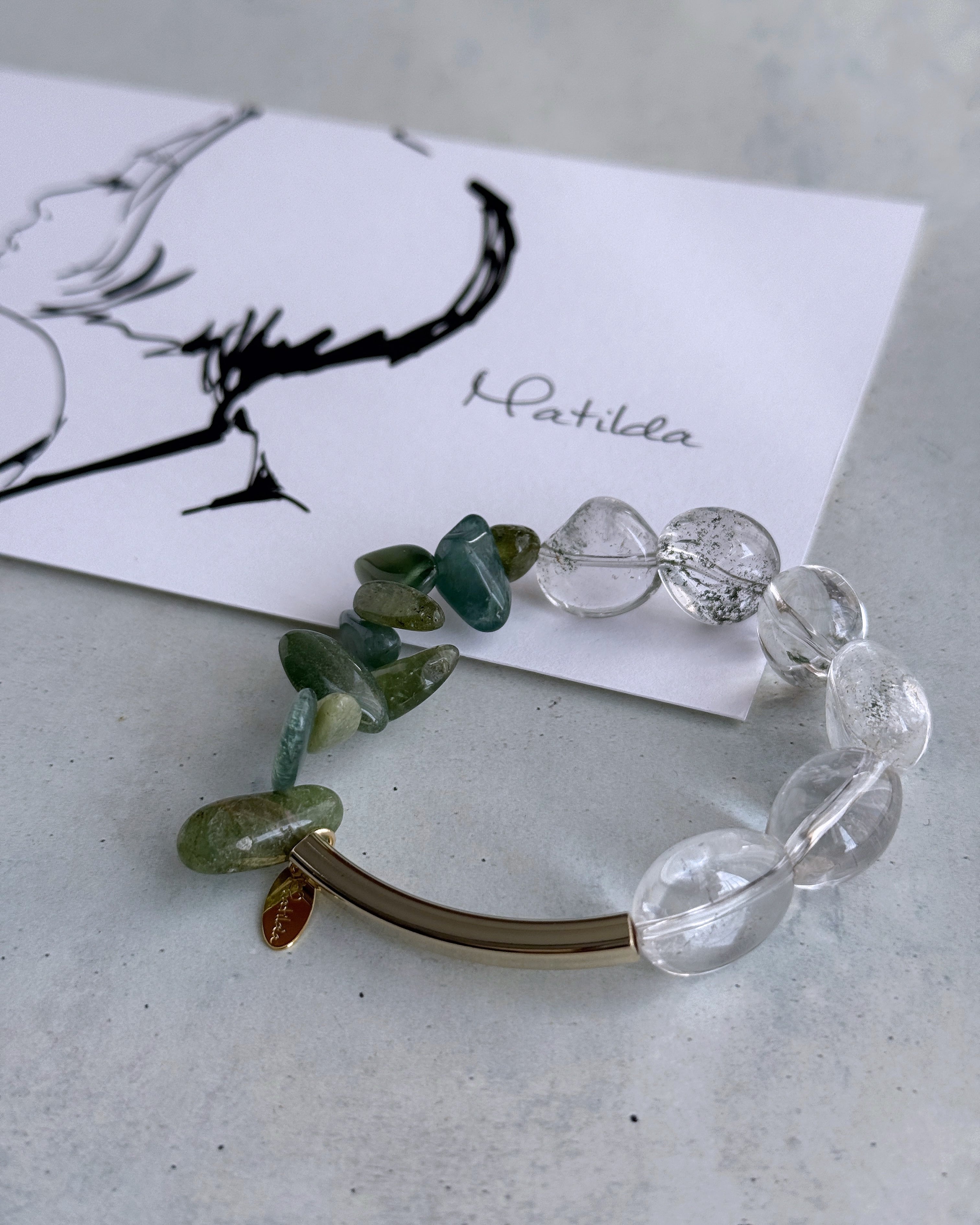 Tube & stone bracelet(ガーデンクォーツ×グリーンアパタイト)