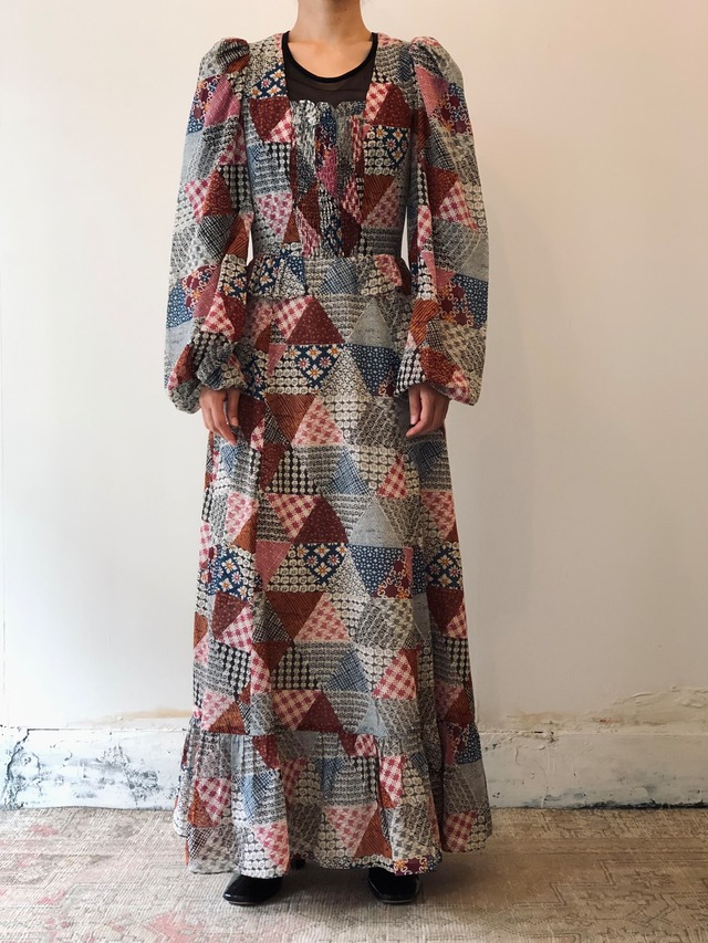 patchwork  print dress