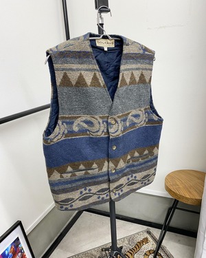 90sEuro Acrylic / Wool Native Pattern Quilting Vest/M