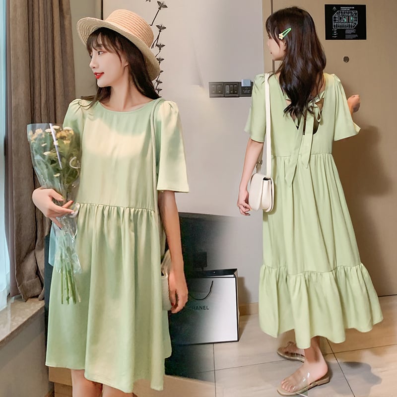 【新作】【送料無料】 マタニティウェア2020夏の新しいテンセルコットンステッチルーズドレスミドル丈ファッションマタニティドレス-アリババ サマー 夏物 expec214504688395