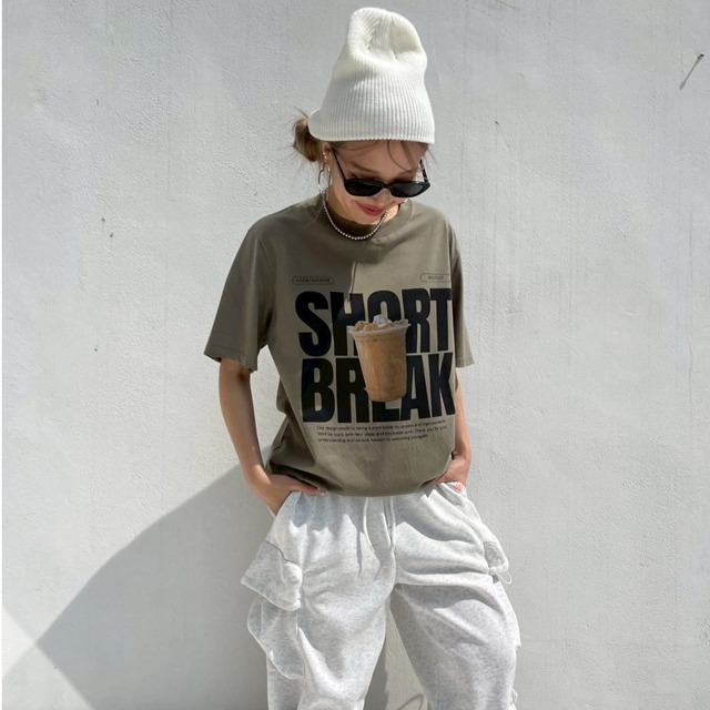 cafe latte’print tee#8259