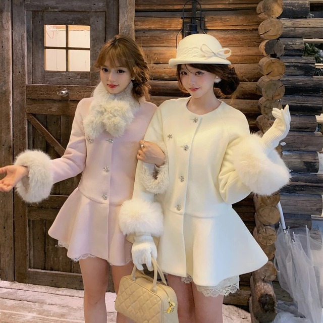 【outer】袖ファーフレアコート    N3463