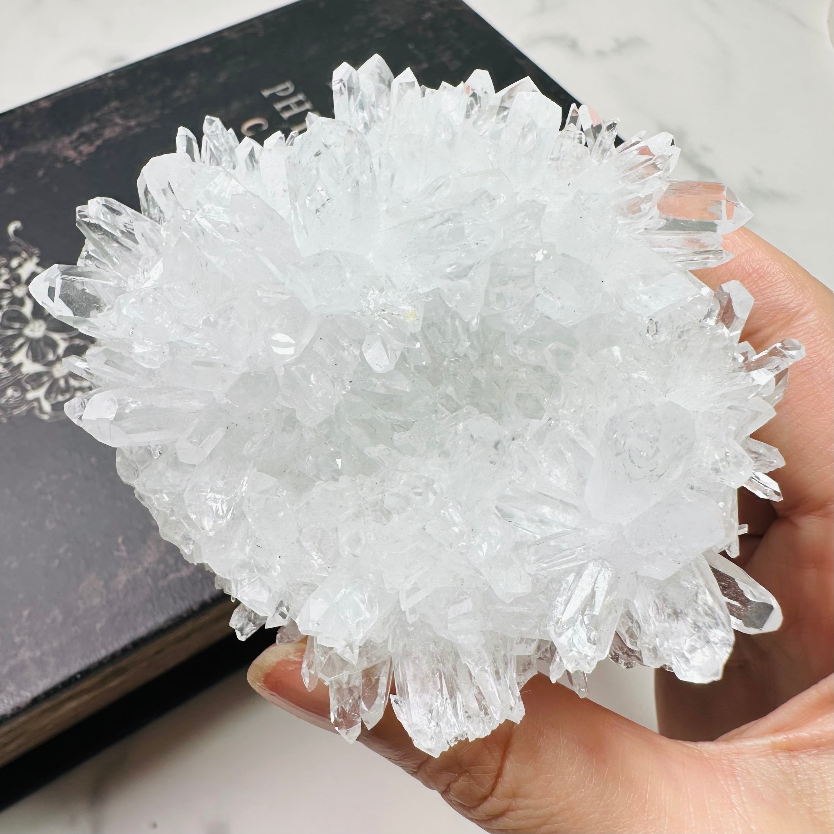 天然石　菊花水晶クラスター　原石　透明感抜群　虹✨台座付きNo.1349 福建省産 菊花水晶クラスター 原石 天然石 | Rinolis-interior