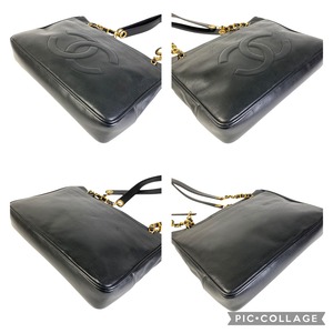 【最終処分SALE】シャネル ココマーク  ラムスキン トートバッグ ブラック A-7196