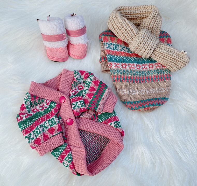 【SALE】ボヘミアンニットカーディガン 2color S ~ XL / 犬服 秋冬 新作 ドッグウェア 可愛い 犬の服 ペット わんこ服 小型犬 中型犬 猫 outer26