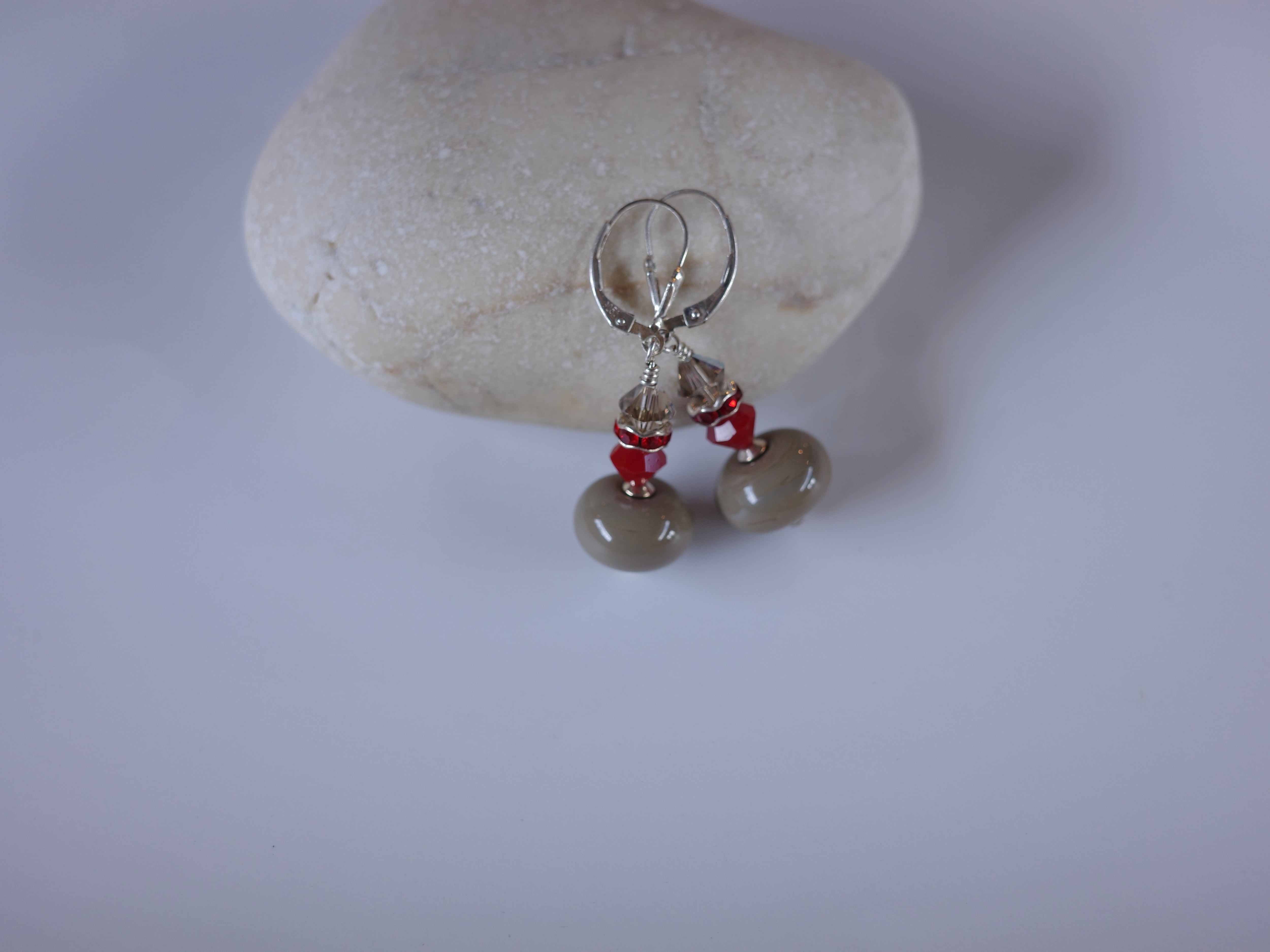 <vintage silver925>red brown beaded pierce
