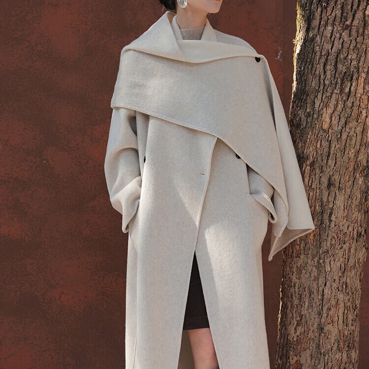 ショール付き 2way ロングコート 2col H10567