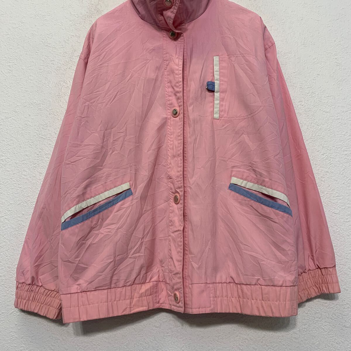 ナイロン ジャケット L レディース ピンク グレー 切替 ハイネック