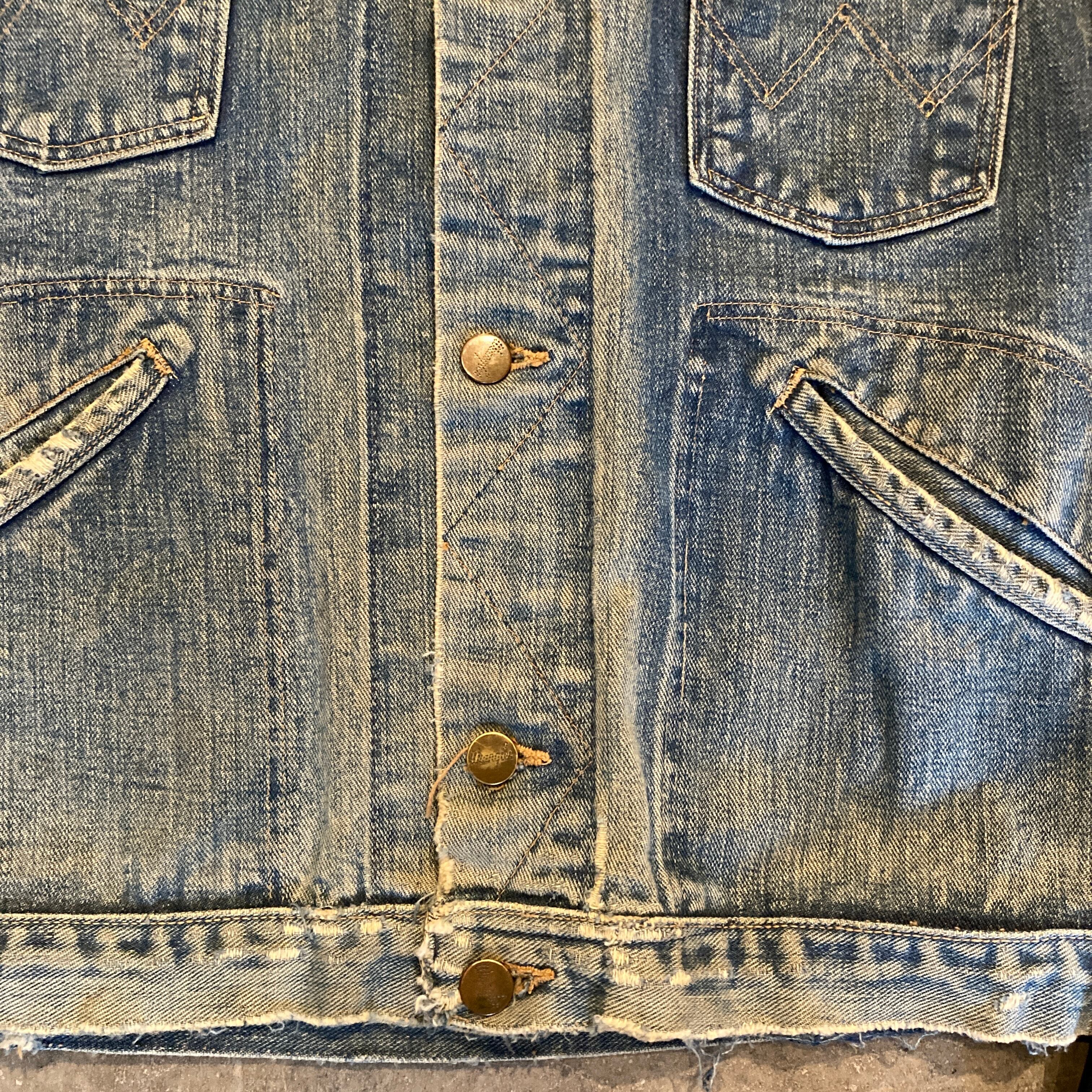 F564】60s Wrangler 124MJ Left Hand Twill Beaded Denim Jacket Made