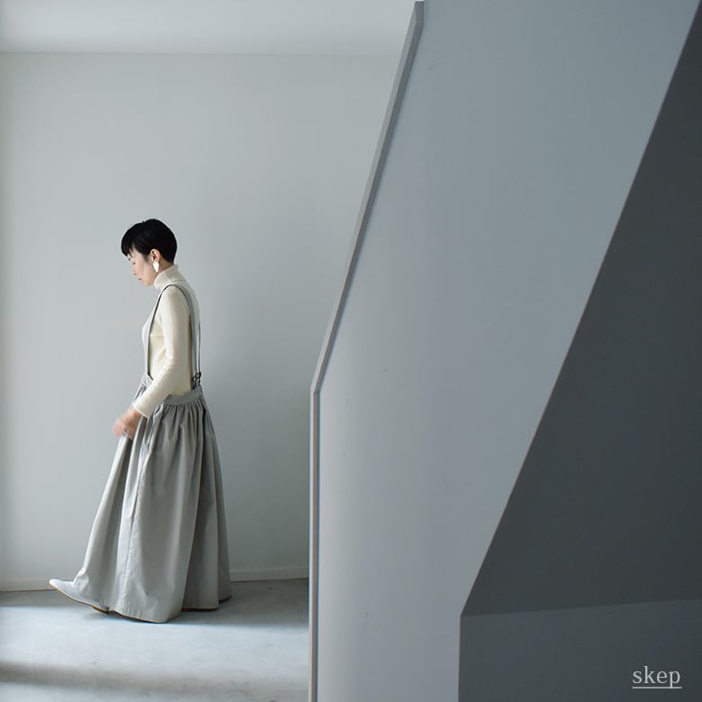 ギャザージャンパースカート：グレー［SK03JSGY］ | skep-online shop