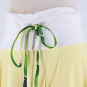 フラダンス 衣装 スカート PUKANA イエロー系 シングル アシンメトリー ティアレ柄 かわいい 華やか 鮮やか 明るい カラフル 黄 緑 白 黒 ハワイアン アロハ ハワイアンプリント フラ ダンス レッスン 練習 おしゃれ さわやか